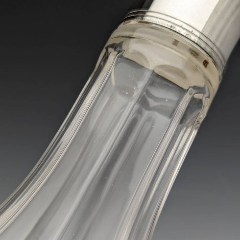 英國復古切割玻璃銀盤裝飾醒酒器一對